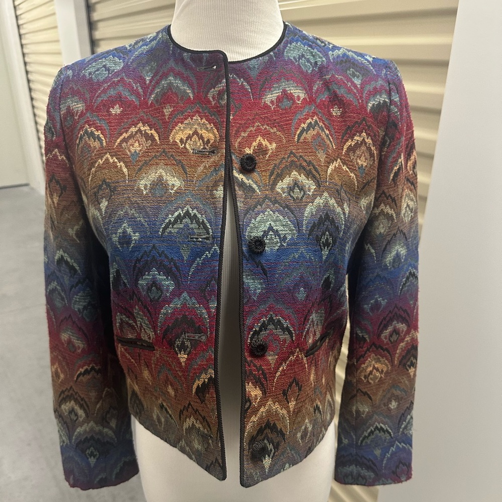 Evan Picone Multicolor Patterned Blazer - image 1